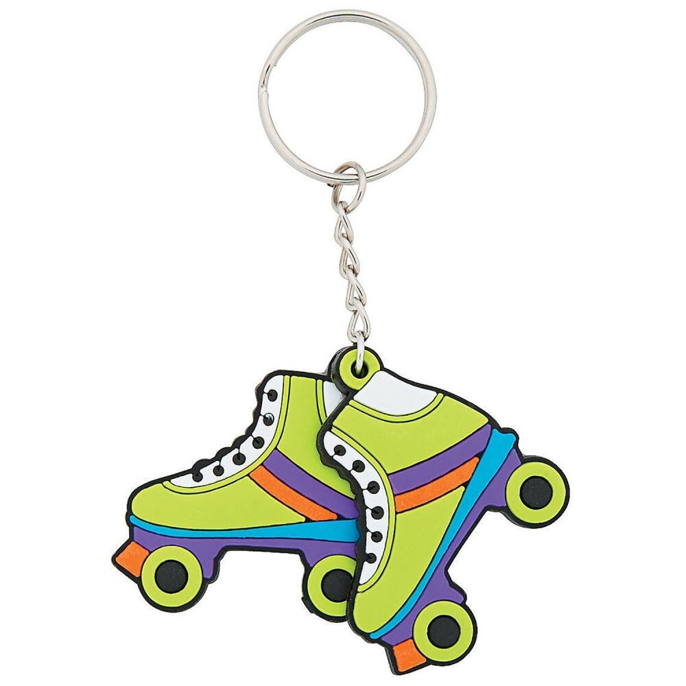 Roller Skate Pair Rubber Keychains | 11/2 inches, Soft rubber Polybagged