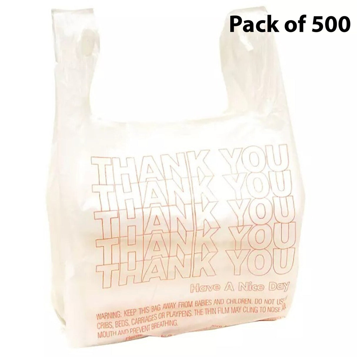 Small T Shirt Carry Out Bags 7 x 5 x 15 Inch Thank You Print