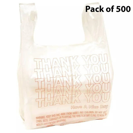 Small T Shirt Carry Out Bags 7 x 5 x 15 Inch Thank You Print