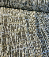 Cubism Square Jacquard Fabric - Gold, Gray Taupe Tint, Contemporary Cubism Square Pattern, 108" Double Width (By The Yard)