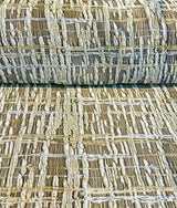 Cubism Square Jacquard Fabric - Gold, Gray Taupe Tint, Contemporary Cubism Square Pattern, 108" Double Width (By The Yard)