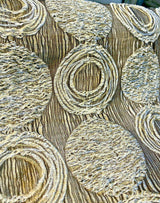 Cubism Circle Jacquard Fabric - Gold And Gray Taupe Contemporary Woven Design, 108" Double Width (1 Yard)