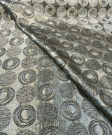 Cubism Circle Jacquard Fabric - Gold And Gray Taupe Contemporary Woven Design, 108" Double Width (1 Yard)