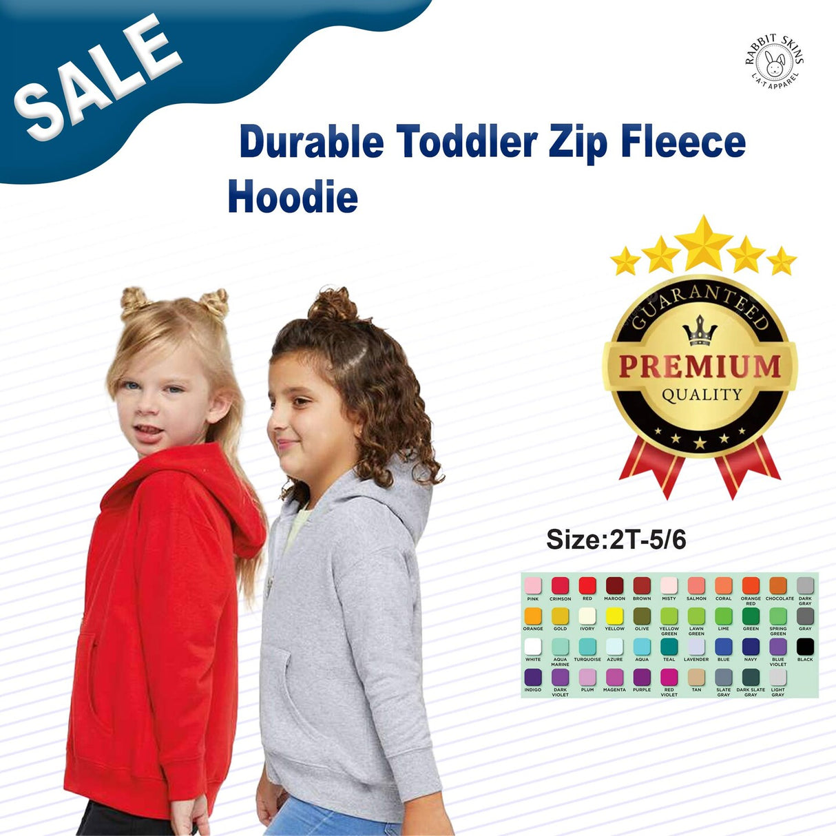 RADYAN® Durable Toddler Zip Fleece Hoodie
