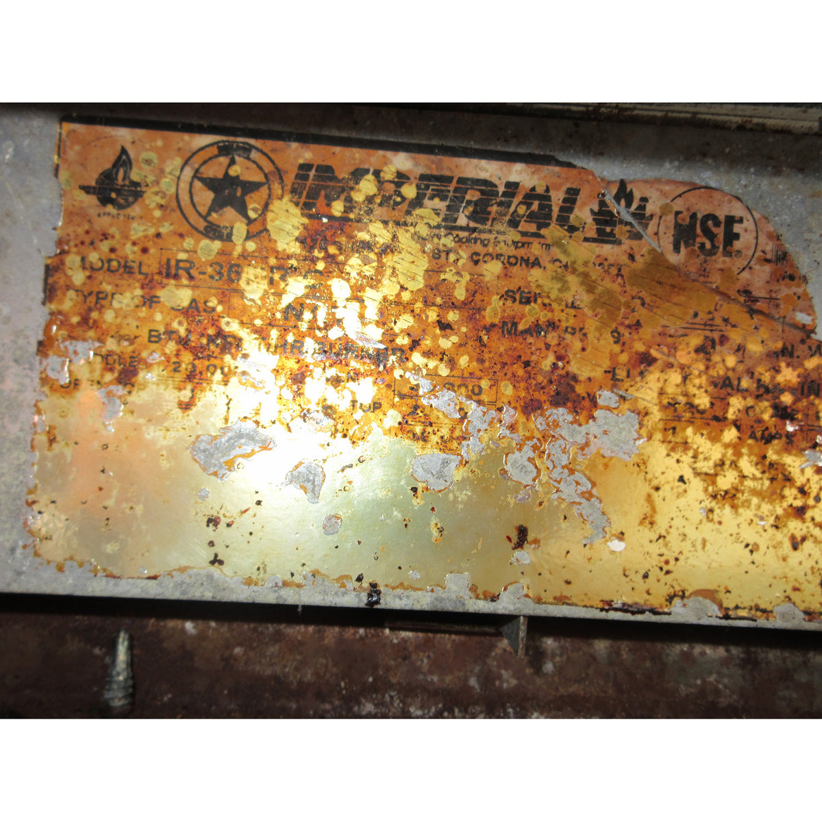 Imperial IR-36BR-C Radiant Broiler Range with Convection Oven Gas, Excellent Condition