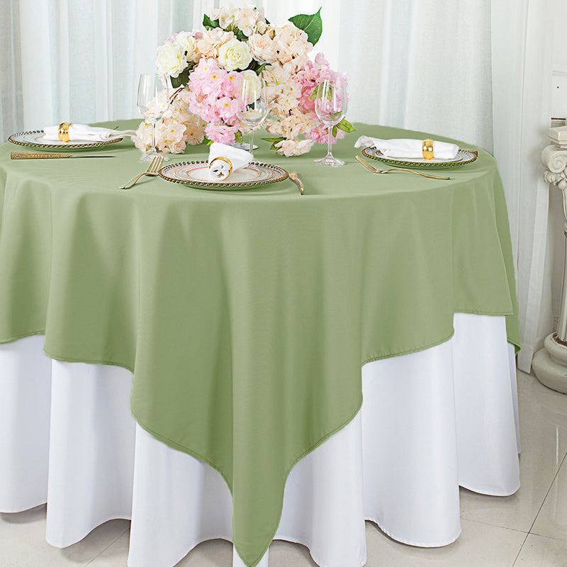 Square Polyester Table Overlay 54x54 Sage Green