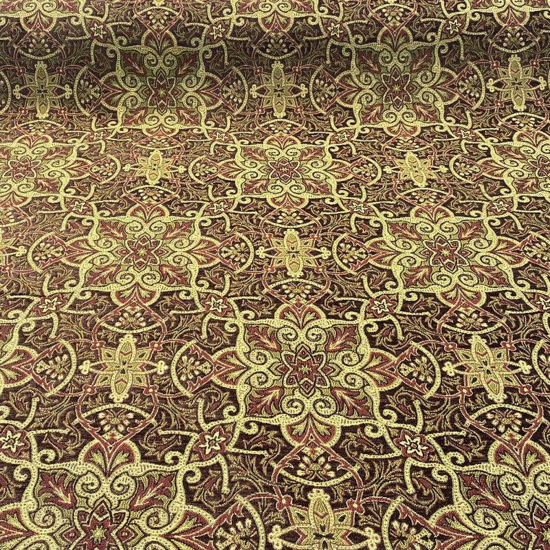 Mill Creek Jungle Paisley Chenille Upholstery Fabric - Brown Paisley Pattern, 57" Width (1 Yard)