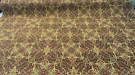 Mill Creek Jungle Paisley Chenille Upholstery Fabric - Brown Paisley Pattern, 57" Width (1 Yard)
