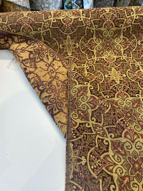 Mill Creek Jungle Paisley Chenille Upholstery Fabric - Brown Paisley Pattern, 57" Width (1 Yard)