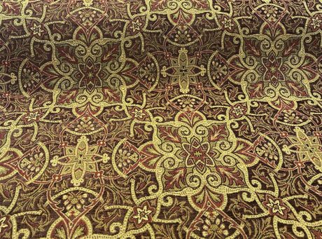 Mill Creek Jungle Paisley Chenille Upholstery Fabric - Brown Paisley Pattern, 57" Width (1 Yard)