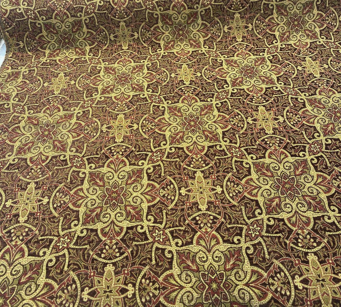 Mill Creek Jungle Paisley Chenille Upholstery Fabric - Brown Paisley Pattern, 57" Width (1 Yard)