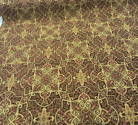 Mill Creek Jungle Paisley Chenille Upholstery Fabric - Brown Paisley Pattern, 57" Width (1 Yard)