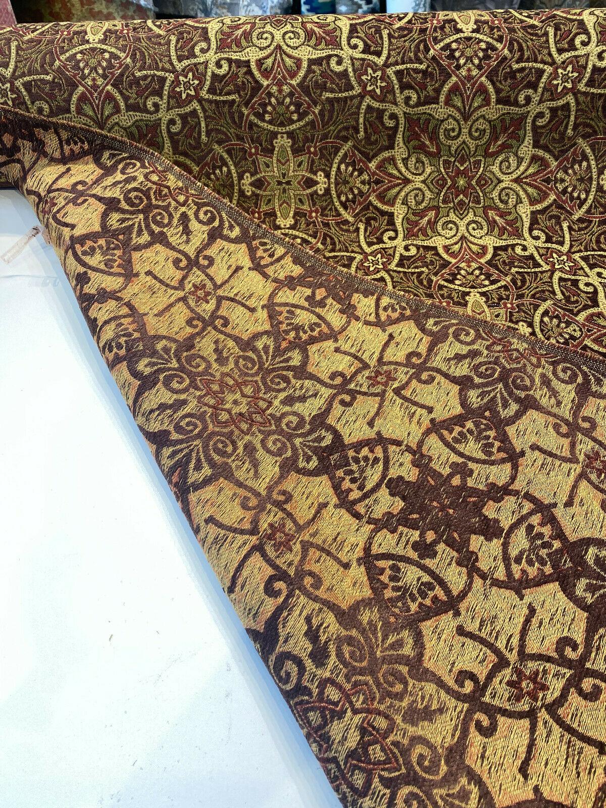 Mill Creek Jungle Paisley Chenille Upholstery Fabric - Brown Paisley Pattern, 57" Width (1 Yard)