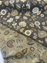 Swavelle Helen Jacquard Brocade Fabric - Gray Yellow Floral, 58" Width (1 Yard)