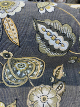Swavelle Helen Jacquard Brocade Fabric - Gray Yellow Floral, 58" Width (1 Yard)