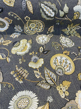 Swavelle Helen Jacquard Brocade Fabric - Gray Yellow Floral, 58" Width (1 Yard)