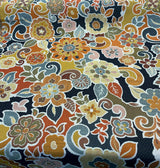 Swavelle Floral Gateway Jacquard Brocade Fabric - Onyx Multi Color Floral Pattern, 59" Width (1 Yard)