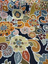 Swavelle Floral Gateway Jacquard Brocade Fabric - Onyx Multi Color Floral Pattern, 59" Width (1 Yard)