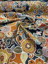 Swavelle Floral Gateway Jacquard Brocade Fabric - Onyx Multi Color Floral Pattern, 59" Width (1 Yard)