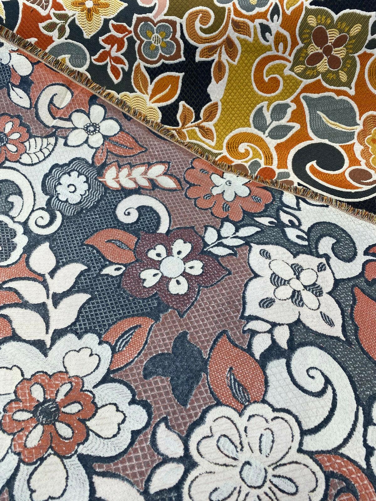 Swavelle Floral Gateway Jacquard Brocade Fabric - Onyx Multi Color Floral Pattern, 59" Width (1 Yard)