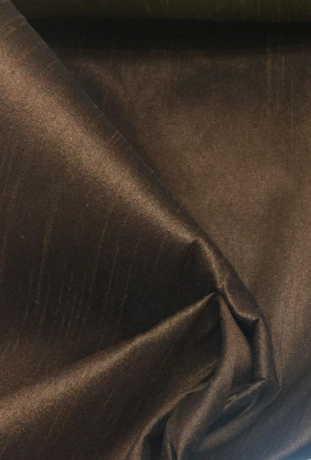 Brown Shantung Faux Silk Polyester Fabric - Solid Brown, 57" Width (1 Yard)