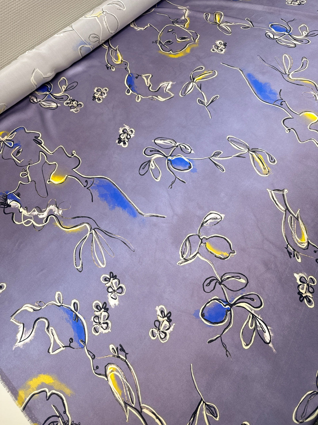 Silk Sateen Printed Purple