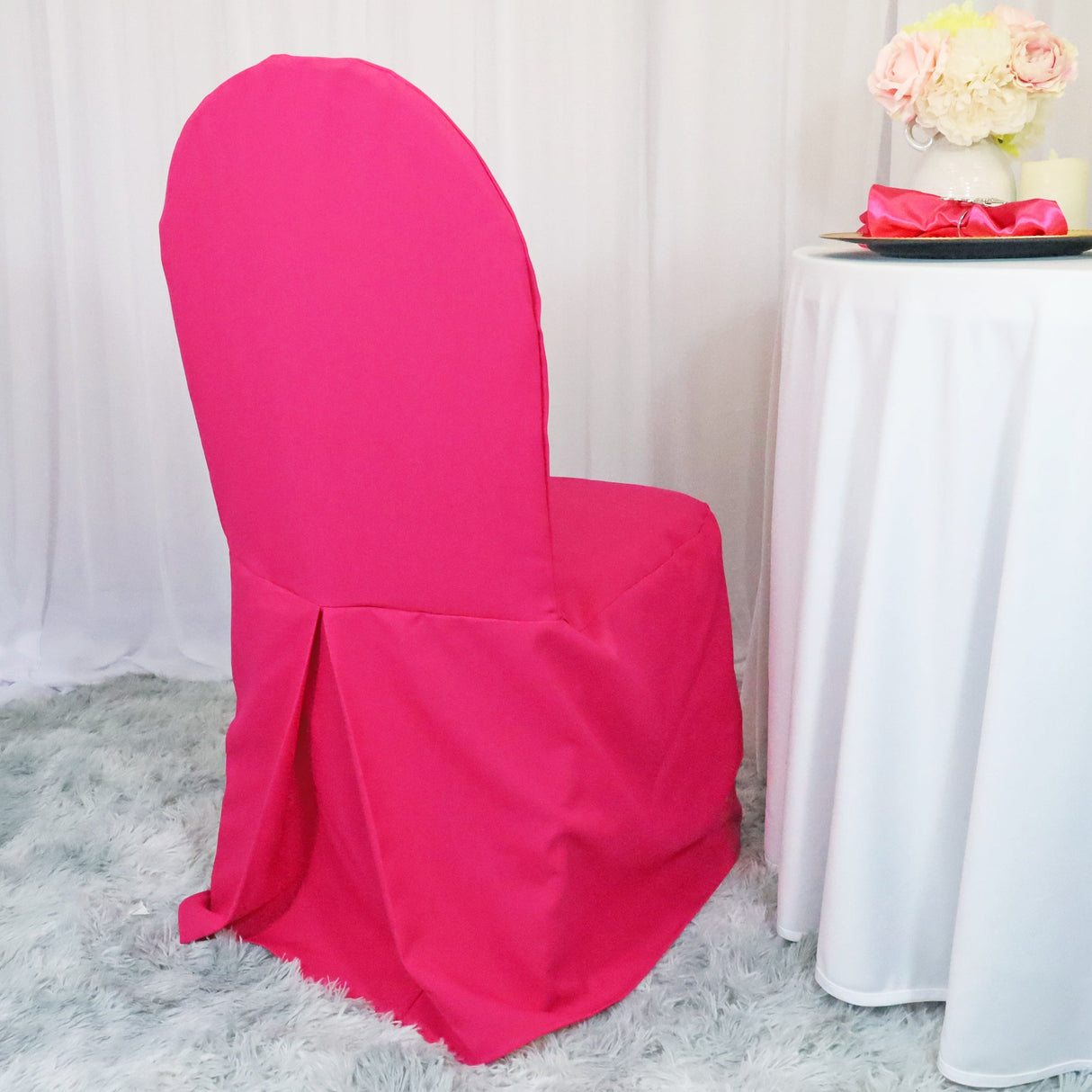Polyester Banquet Chair Cover Fuchsia