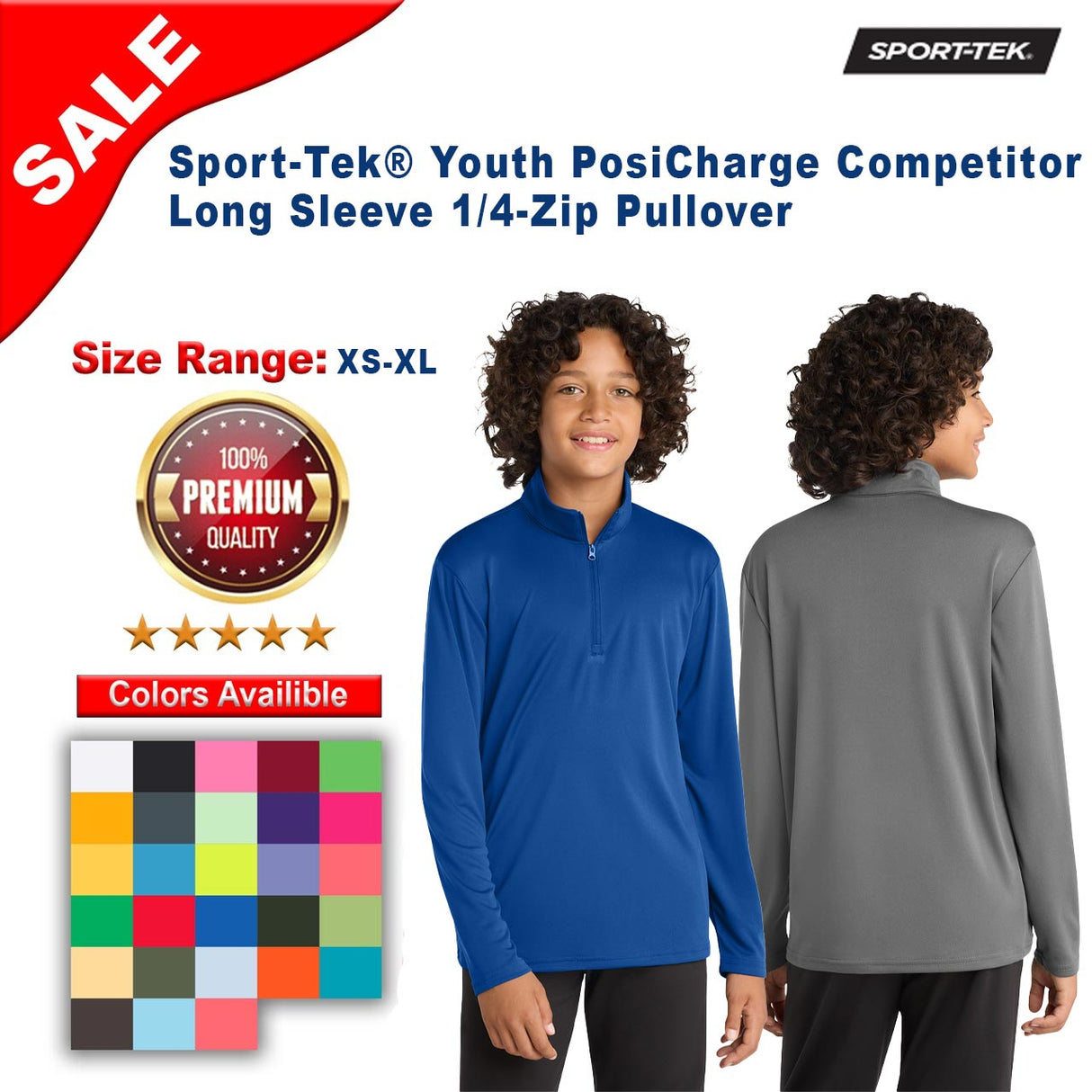 Sport-Tek® Youth PosiCharge Competitor Long Sleeve 1/4-Zip Pullover