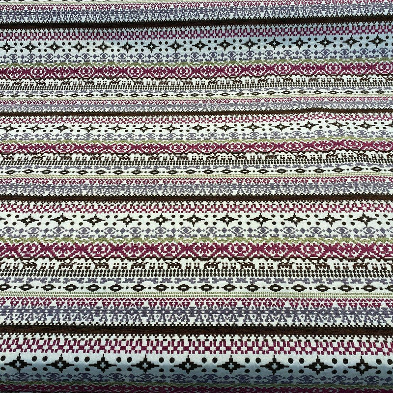 Razzmatazz Stripe Purple Chenille Tapestry Upholstery Fabric - Purple, Vertical Stripes, 56" Width (1 Yard)