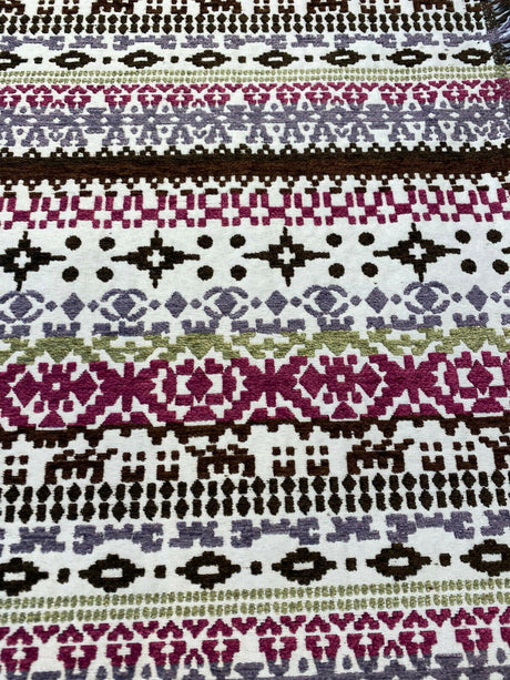 Razzmatazz Stripe Purple Chenille Tapestry Upholstery Fabric - Purple, Vertical Stripes, 56" Width (1 Yard)