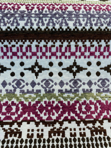 Razzmatazz Stripe Purple Chenille Tapestry Upholstery Fabric - Purple, Vertical Stripes, 56" Width (1 Yard)