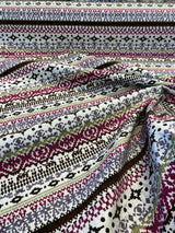 Razzmatazz Stripe Purple Chenille Tapestry Upholstery Fabric - Purple, Vertical Stripes, 56" Width (1 Yard)