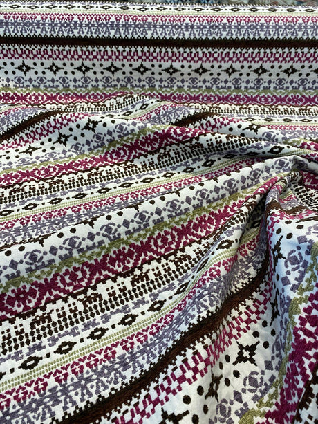 Razzmatazz Stripe Purple Chenille Tapestry Upholstery Fabric - Purple, Vertical Stripes, 56" Width (1 Yard)