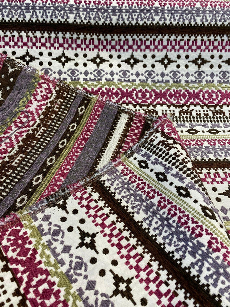 Razzmatazz Stripe Purple Chenille Tapestry Upholstery Fabric - Purple, Vertical Stripes, 56" Width (1 Yard)