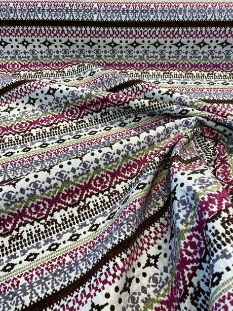 Razzmatazz Stripe Purple Chenille Tapestry Upholstery Fabric - Purple, Vertical Stripes, 56" Width (1 Yard)