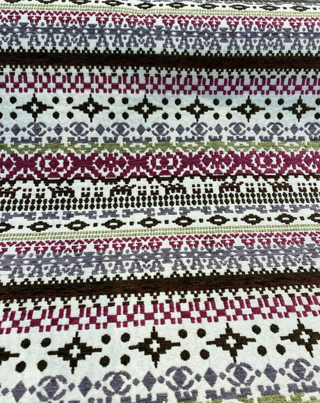 Razzmatazz Stripe Purple Chenille Tapestry Upholstery Fabric - Purple, Vertical Stripes, 56" Width (1 Yard)