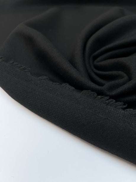 Italian Black Wool Tweed Coat Fabric
