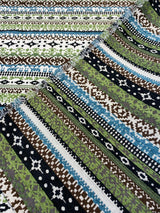 Razzmatazz Stripe Chenille Tapestry Upholstery Fabric - Green Blue Vertical Stripes, 56" Width (By The Yard)