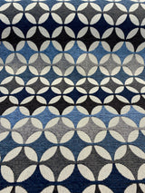 Savoy Seabreeze Blue Circles Chenille Fabric - Blue Brown Gray Beige Circles, 54" Width (1 Yard)