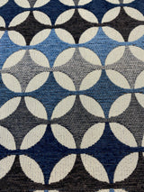 Savoy Seabreeze Blue Circles Chenille Fabric - Blue Brown Gray Beige Circles, 54" Width (1 Yard)