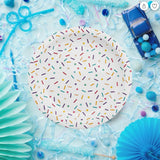8 Ct. Ice Cream Party Sprinkles Paper Dessert Plates 7" Dessert Plates, Cute Ice Cream Birthday Tableware