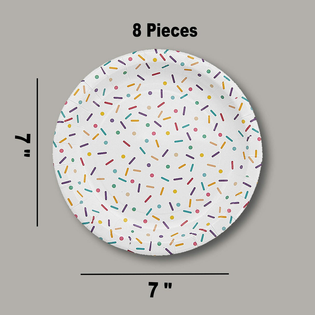 8 Ct. Ice Cream Party Sprinkles Paper Dessert Plates 7" Dessert Plates, Cute Ice Cream Birthday Tableware