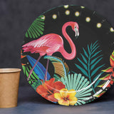 8 Ct. Tropical Nights Flamingo & Floral Paper Dessert Plates 7" Dessert Plates Luau & Pool Party Tableware