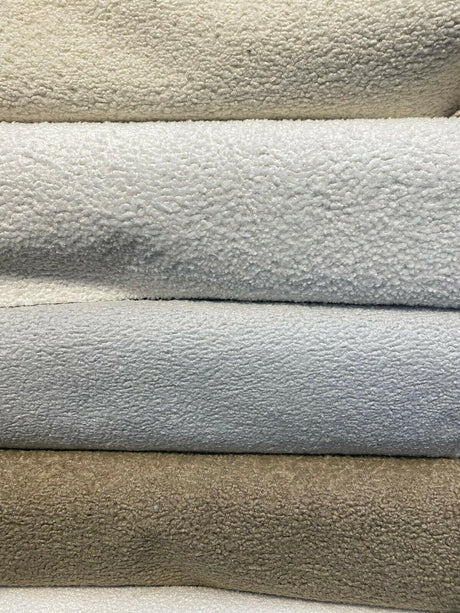 Italian Faux Sheepskin Boucle Upholstery Fabric - Silver, 60" Width (1 Yard)