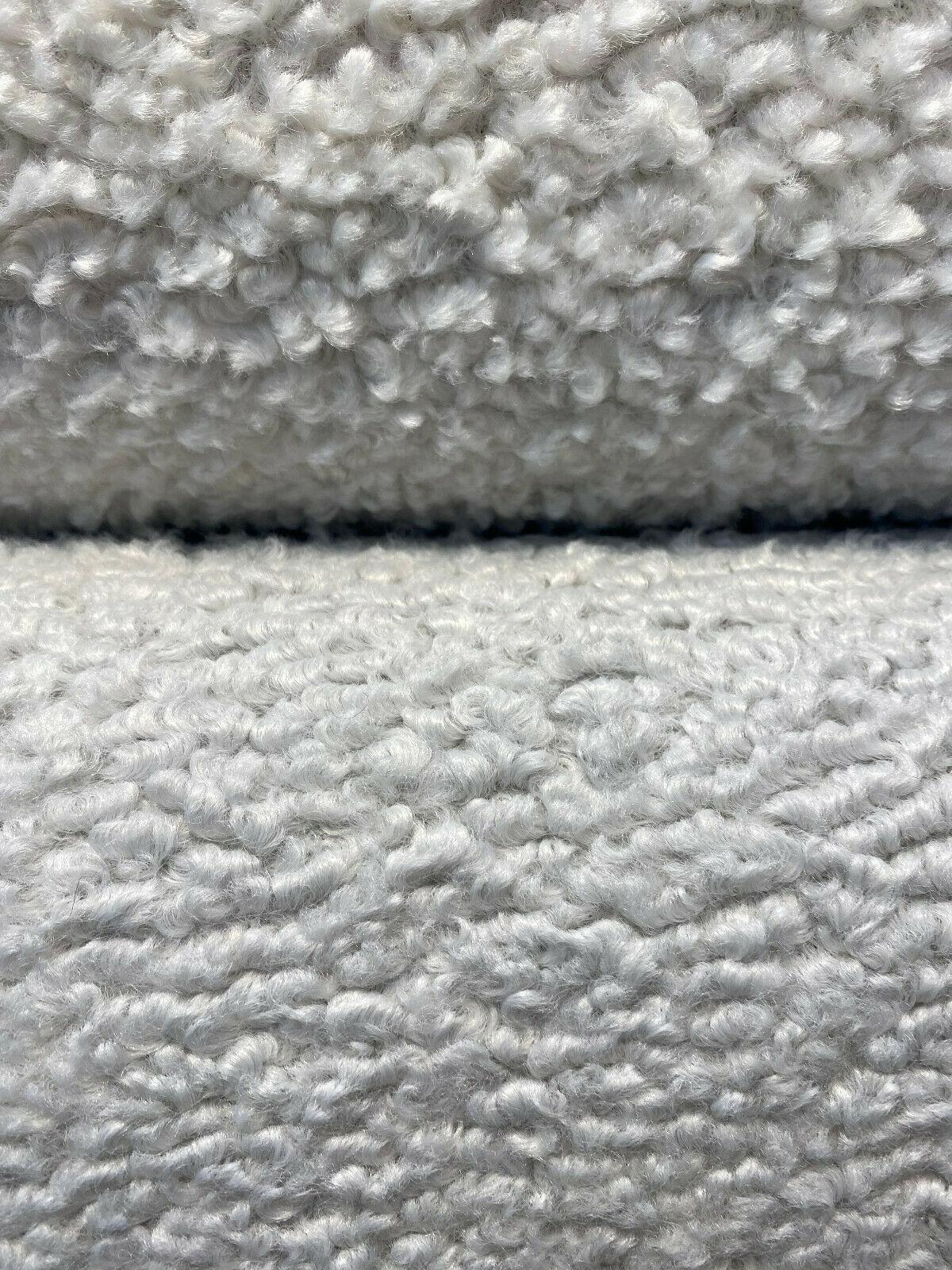 Italian Faux Sheepskin Boucle Upholstery Fabric - Silver, 60" Width (1 Yard)