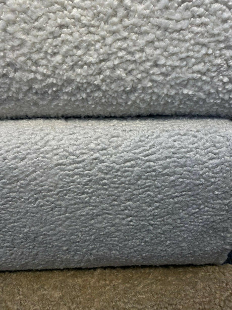 Italian Faux Sheepskin Boucle Upholstery Fabric - Silver, 60" Width (1 Yard)