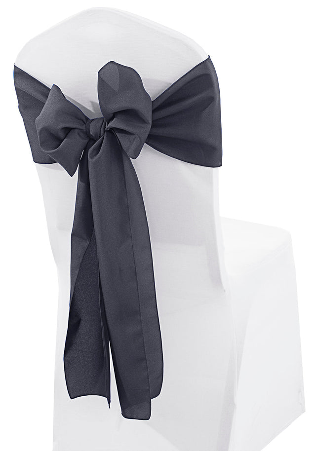 Polyester Chair Sash Sample 8x108 Pewter/Charcoal