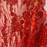 Beaded Sequined Floral Lace Fabric 53" Wide