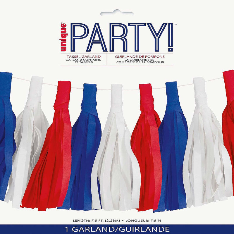 Patriotic Paper Tassel Garland 7Ft