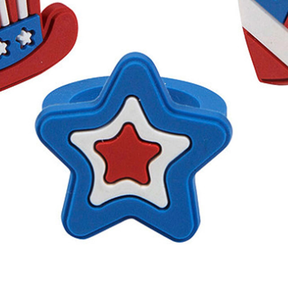 1" Patriotic Red, White & Blue Rubber Rings Assortment 24 Pc.